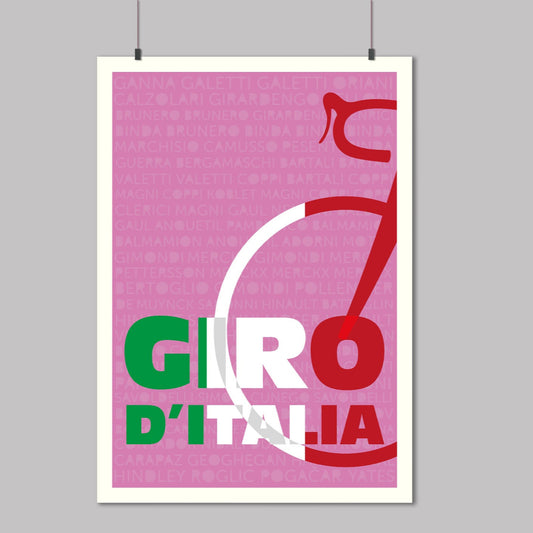 Giro d'Italia poster on a gray wall
