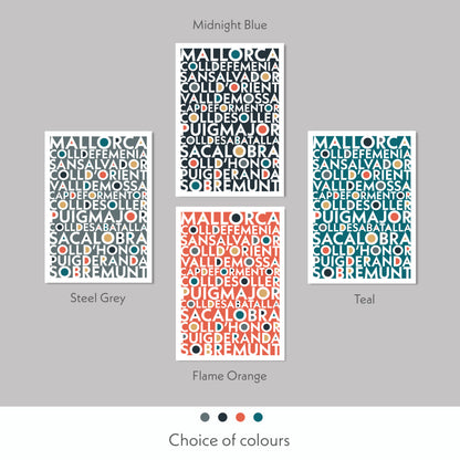 Print Colour variations of the epic cycling climbs of Mallorca.