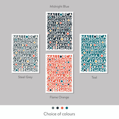 Print Colour variations of the epic cycling climbs of Mallorca.