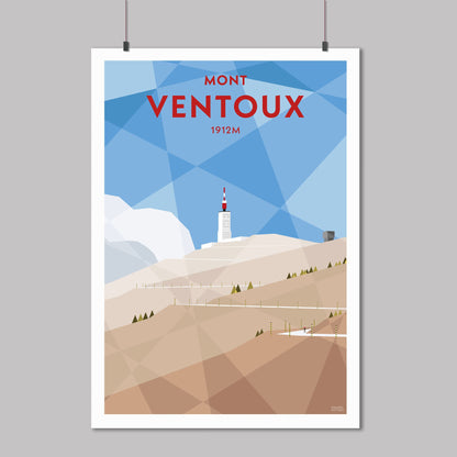 Print of a cyclist on the final few corners of the climb to the top of Mont Ventoux in Provence