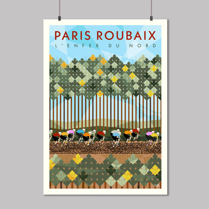 Paris Roubaix monuments poster print of the Arenberg trench