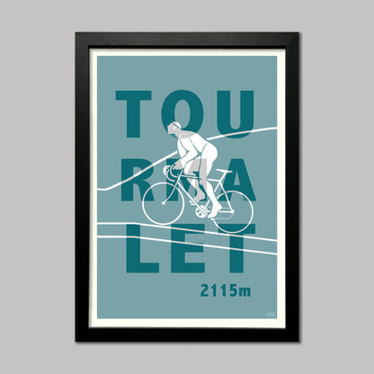 A print of the Giant monument found at the top of Col du Tourmalet cycling climb in the Pyrenees. Presented in a black frame.